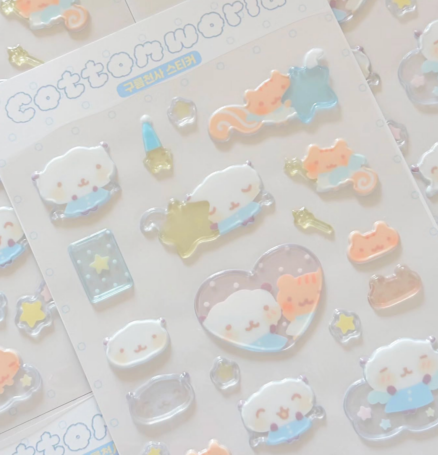 [CW142] NEW Cotton World 'Cloud Angel/Angel Coffee' Puffy Sticker Sheet (options)