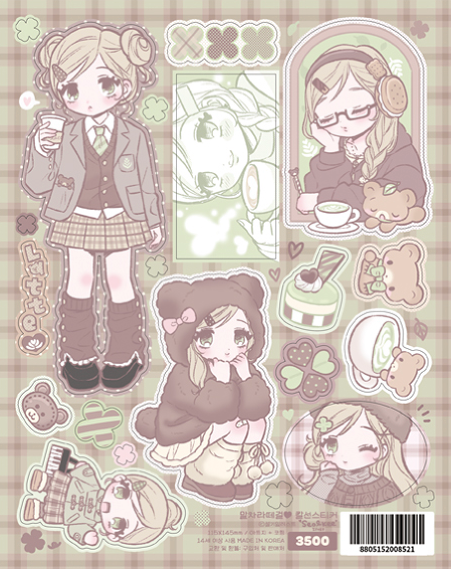 [SK41] NEW Seolkee 'Matcha Latte/Choco Banana Girls' Sticker Sheets (options)