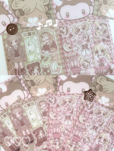 [SK41] NEW Seolkee 'Matcha Latte/Choco Banana Girls' Sticker Sheets (options)