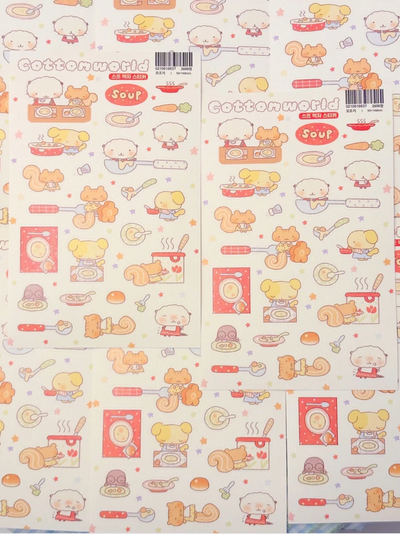 [CW156] NEW Cotton World 'Let's Eat Soup!' Sticker Sheet