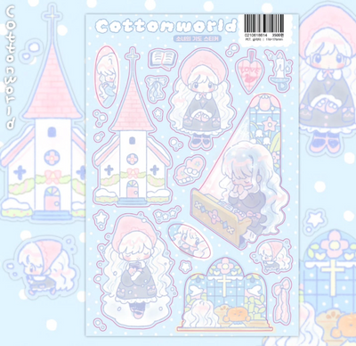 [CW152] NEW Cotton World 'Girl's Prayer' Sticker Sheet