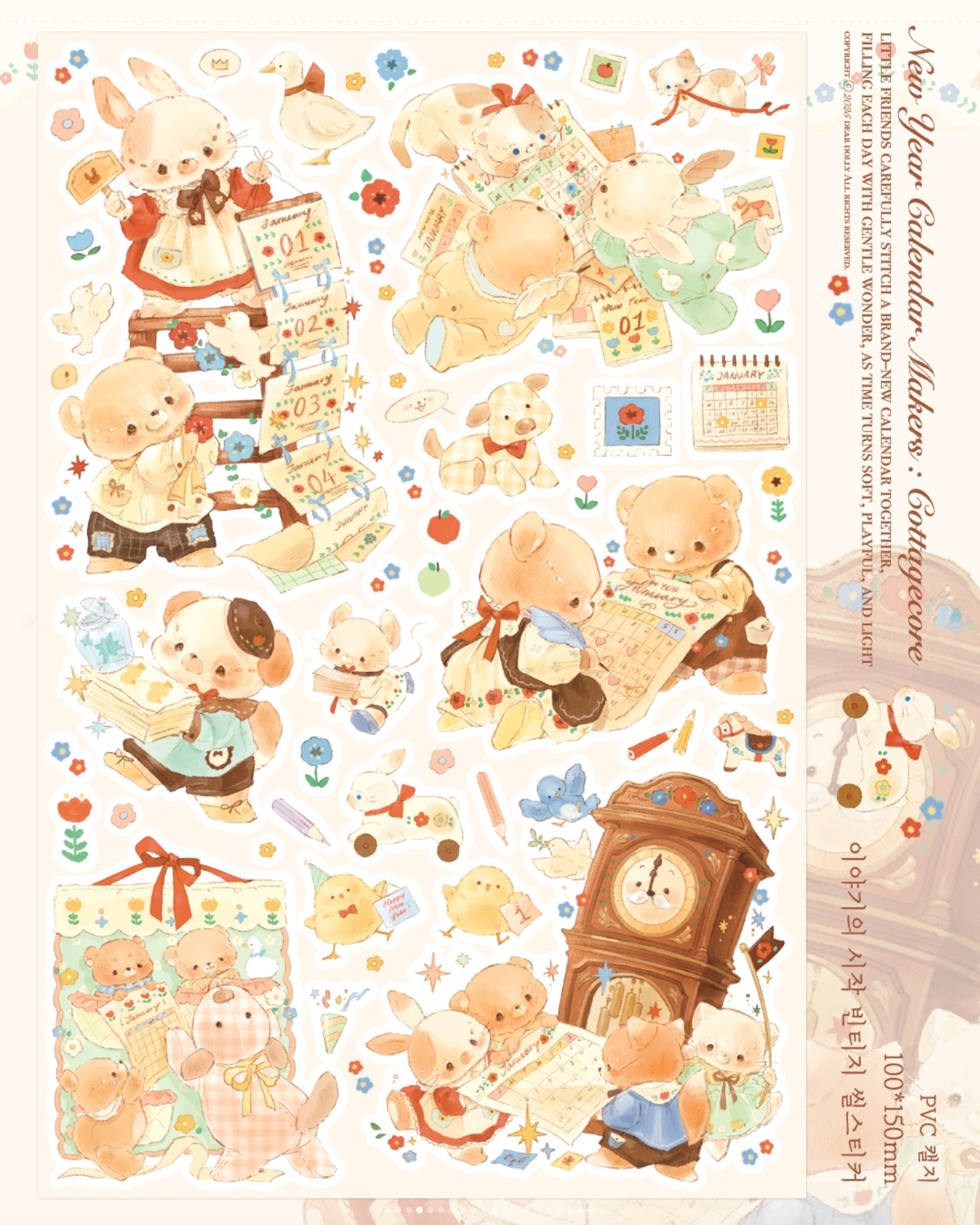 [DD60] NEW Dear Dolly 'New Year Calendar Makers/ A Little Journey to Find Snowflake Flowers' Sticker Sheet