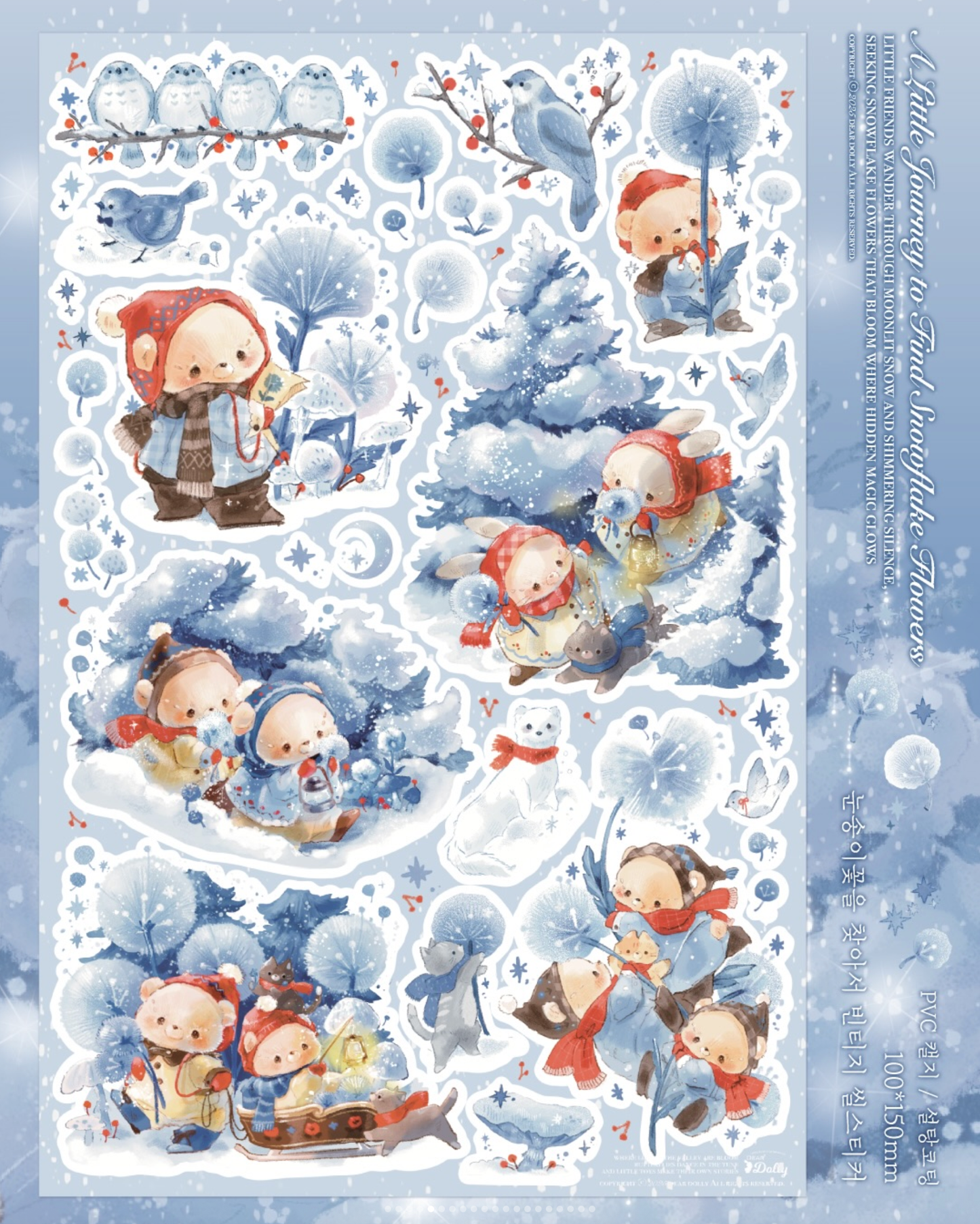 [DD60] NEW Dear Dolly 'New Year Calendar Makers/ A Little Journey to Find Snowflake Flowers' Sticker Sheet