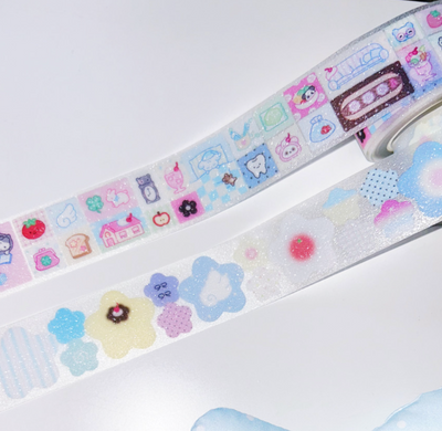 [PP16] NEW Pompomroom 'Waggle Waggle Square/Melting Sweets Star' Kisscut Masking Tape