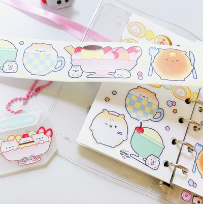 [PP23] NEW Pompomroom 'Chubby Hamster's Kitsaten' Memo Paper Kisscut Masking Tape