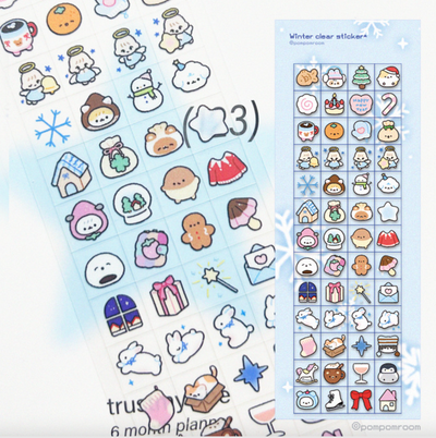 [PP25] NEW Pompomroom 'Winter Square' Clear Sticker Sheet