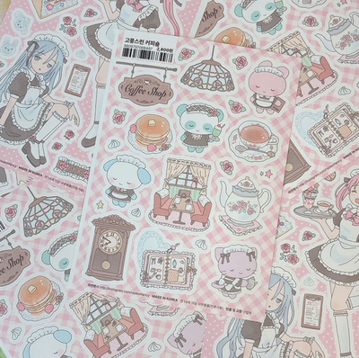 [RY50] NEW Rayeon Fancy 'Elegant Coffee Shop' Matte Sticker Sheet