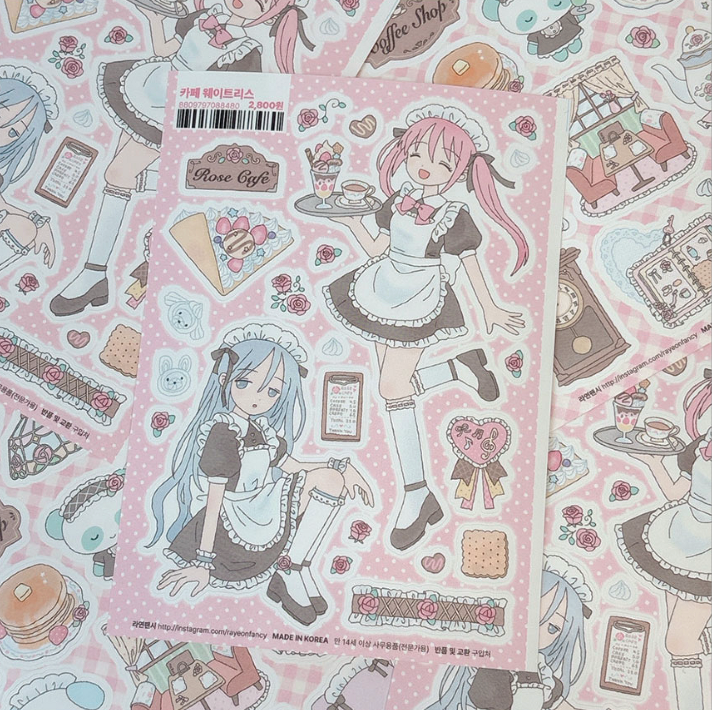 [RY51] NEW Rayeon Fancy 'Cafe Waitress' Matte Sticker Sheet