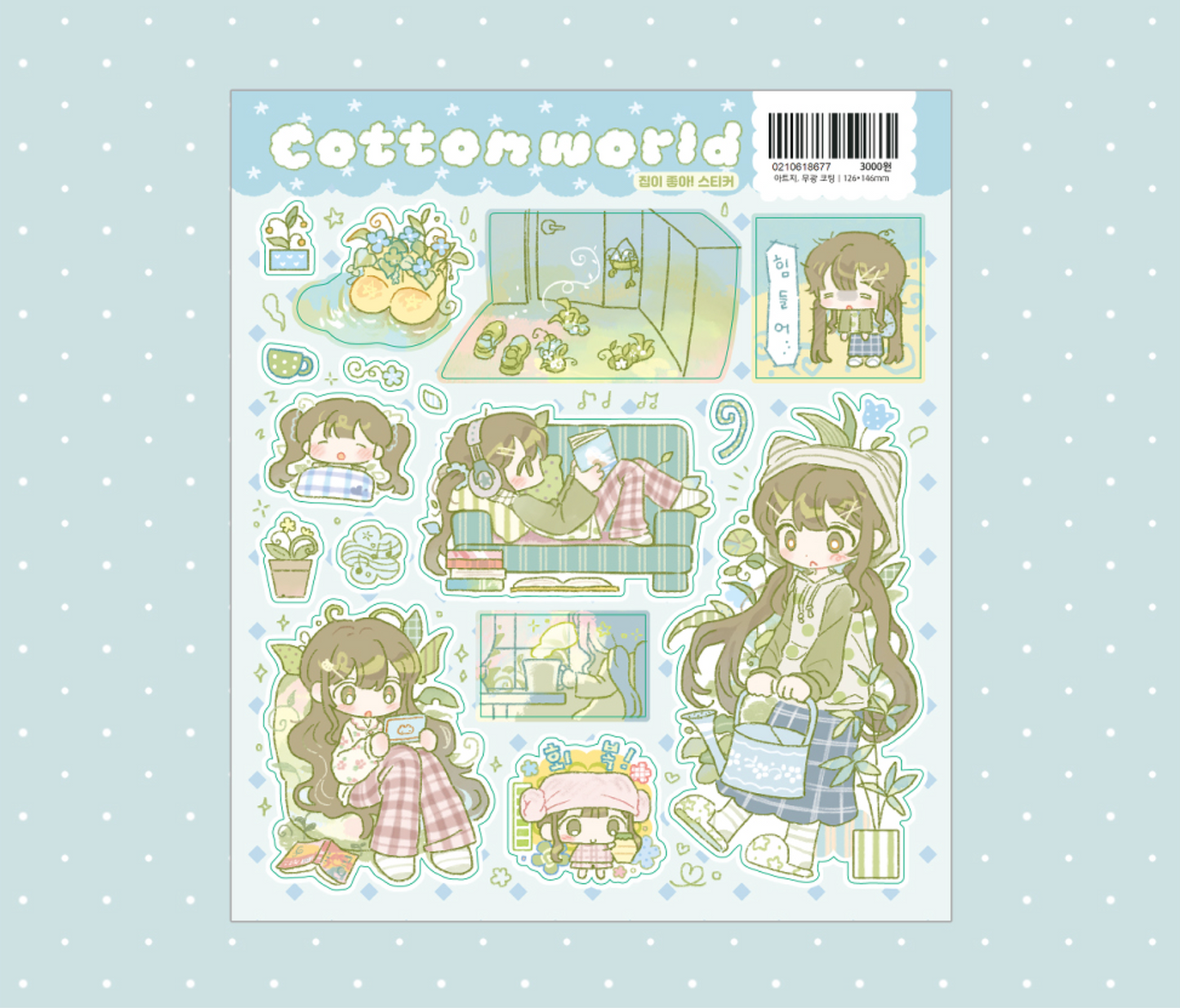 [CW166] NEW Cotton World 'A Refreshing Daily Life' Sticker Pack (Single/Pack)