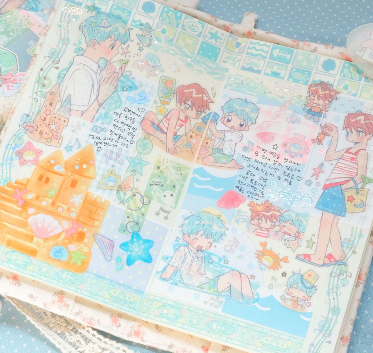 [CW181] NEW Cotton World 'Sand Castle' Sand Glitter Sticker Sheet