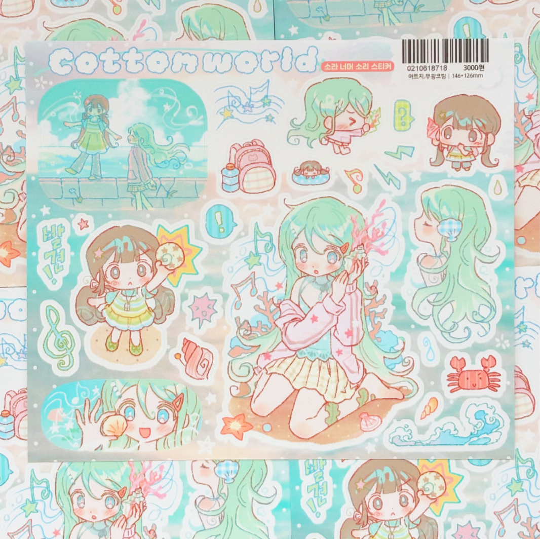 [CW182] NEW Cotton World 'Sound of the Conch Shell' Sticker Sheet