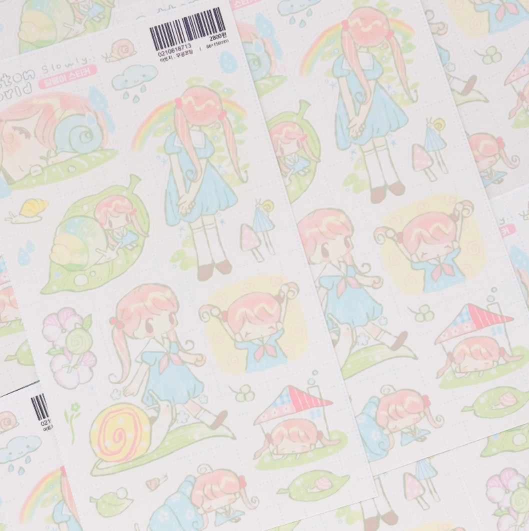[CW184] NEW Cotton World 'Snail' Sticker Sheet