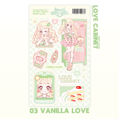 [GP14] NEW Ghost Peach 'Love Cabinet VANILLA Love' Removable Sticker Sheet