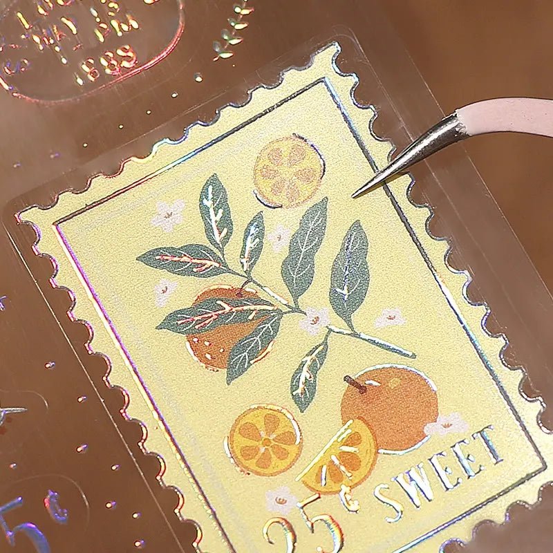 [BG15] BGM IRIDE Holographic Sticker Sheets (options) - BGM_BG15S4 - Flower Stamps_korean_sticker_stationery