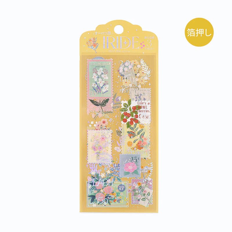 [BG15] BGM IRIDE Holographic Sticker Sheets (options) - BGM_BG15S4 - Flower Stamps_korean_sticker_stationery