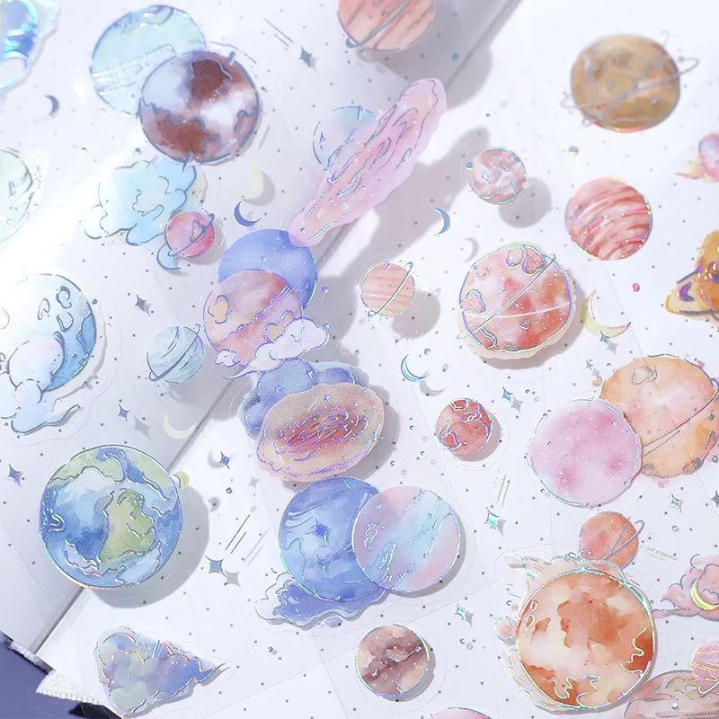 [BG15] BGM IRIDE Holographic Sticker Sheets (options) - BGM_BG15S6 - Planets_korean_sticker_stationery