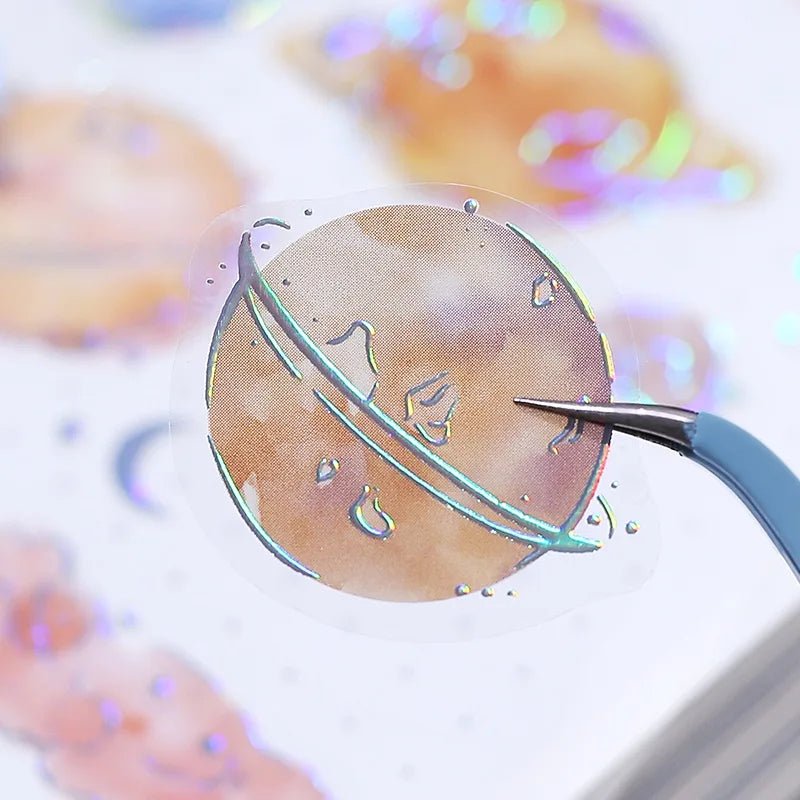 [BG15] BGM IRIDE Holographic Sticker Sheets (options) - BGM_BG15S6 - Planets_korean_sticker_stationery