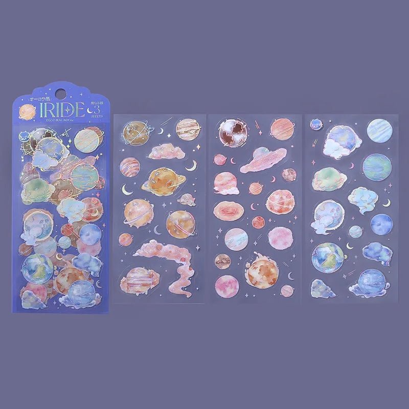 [BG15] BGM IRIDE Holographic Sticker Sheets (options) - BGM_BG15S6 - Planets_korean_sticker_stationery