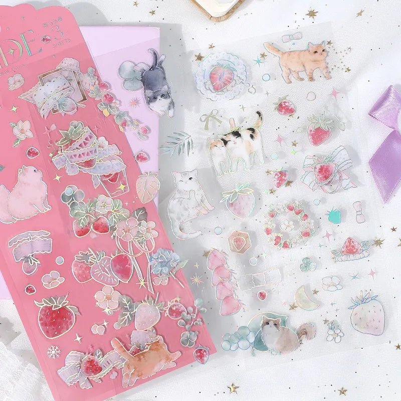 [BG15] BGM IRIDE Holographic Sticker Sheets (options) - BGM_BG15S1 - Cats_korean_sticker_stationery