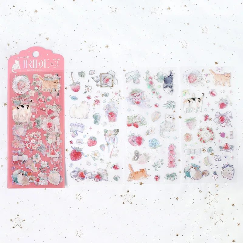 [BG15] BGM IRIDE Holographic Sticker Sheets (options) - BGM_BG15S1 - Cats_korean_sticker_stationery