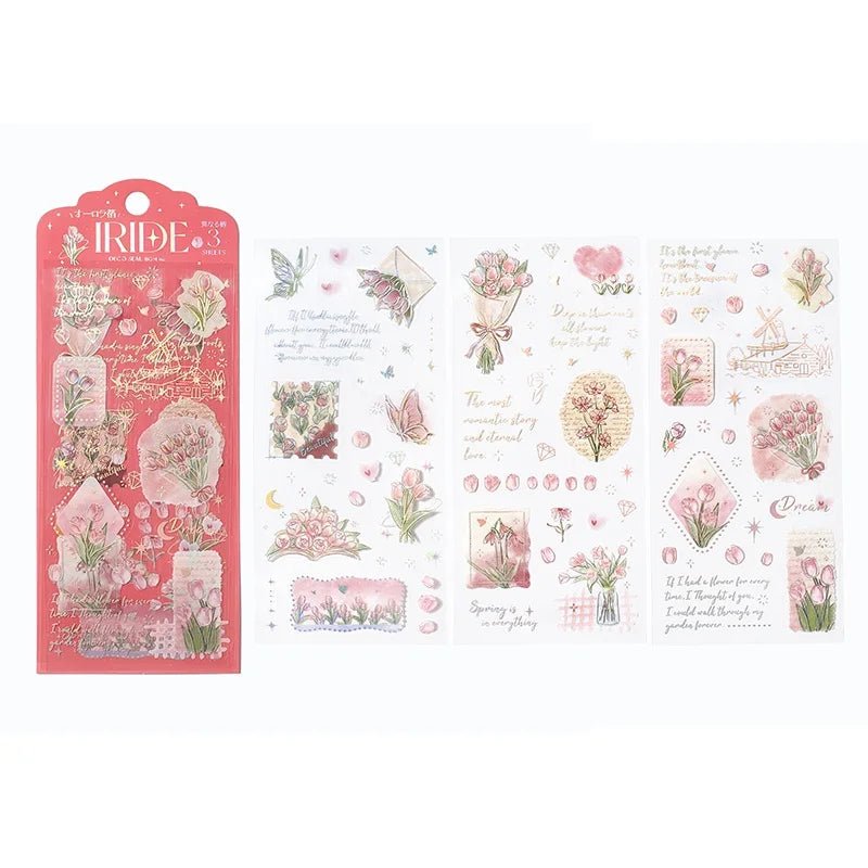 [BG15] BGM IRIDE Holographic Sticker Sheets (options) - BGM_BG15S3 - Tulips_korean_sticker_stationery