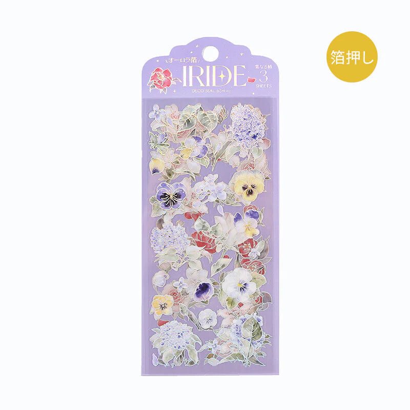 [BG15] BGM IRIDE Holographic Sticker Sheets (options) - BGM_BG15S2 - Purple Flowers_korean_sticker_stationery