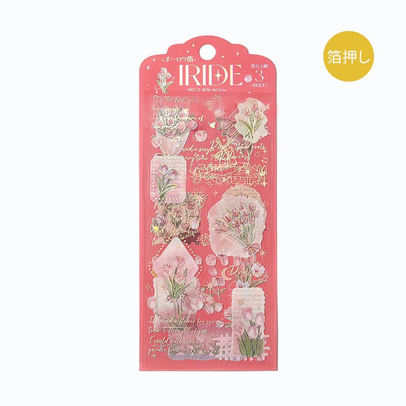 [BG15] BGM IRIDE Holographic Sticker Sheets (options) - BGM_BG15S3 - Tulips_korean_sticker_stationery