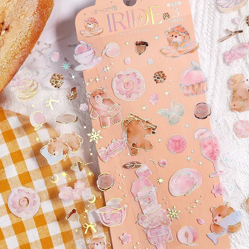 [BG15] BGM IRIDE Holographic Sticker Sheets (options) - BGM_BG15S5 - Bears_korean_sticker_stationery