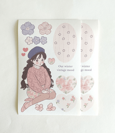 [BR15] by.rana Self - Cut Sticker Pack (options) - by.rana_BR15S2 - Vintage Mood Winter_korean_sticker_stationery
