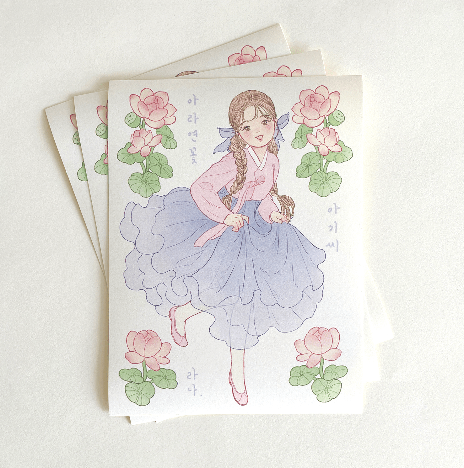[BR15] by.rana Self - Cut Sticker Pack (options) - by.rana_BR15S4 - Lotus Hanbok_korean_sticker_stationery