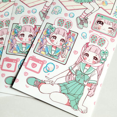 [GP08] NEW Ghost Peach 'Mint Bubble Room' Sticker Sheet