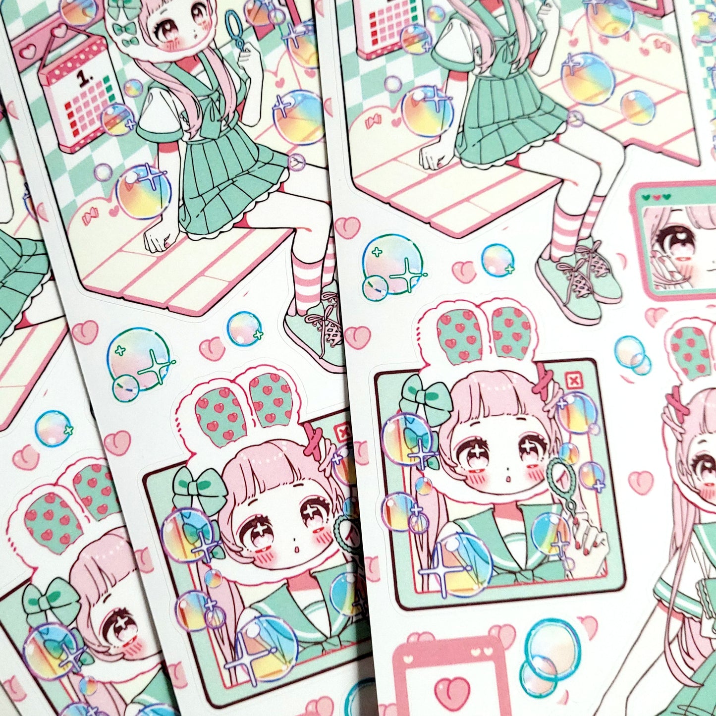 [GP08] Ghost Peach 'Mint Bubble Room' Sticker Sheet