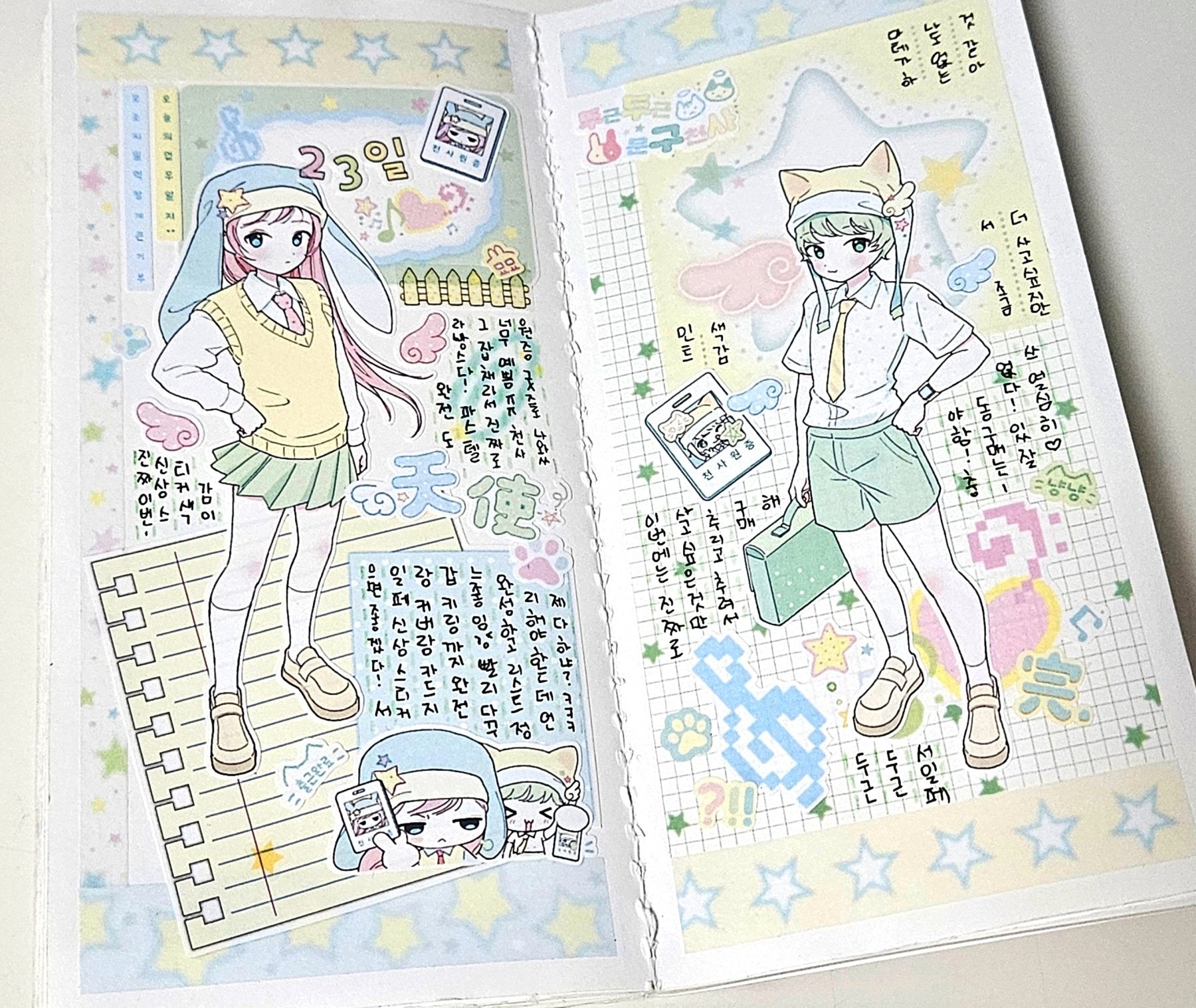 [CB07] NEW Cute Bus 'Heart - Fluttering Stationery Angel' Sticker Sheet - Cute Bus__korean_sticker_stationery