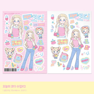 [CB12] NEW Cute Bus 'Today's OOTD Collection x 2' Sticker Sheet - Cute Bus__korean_sticker_stationery