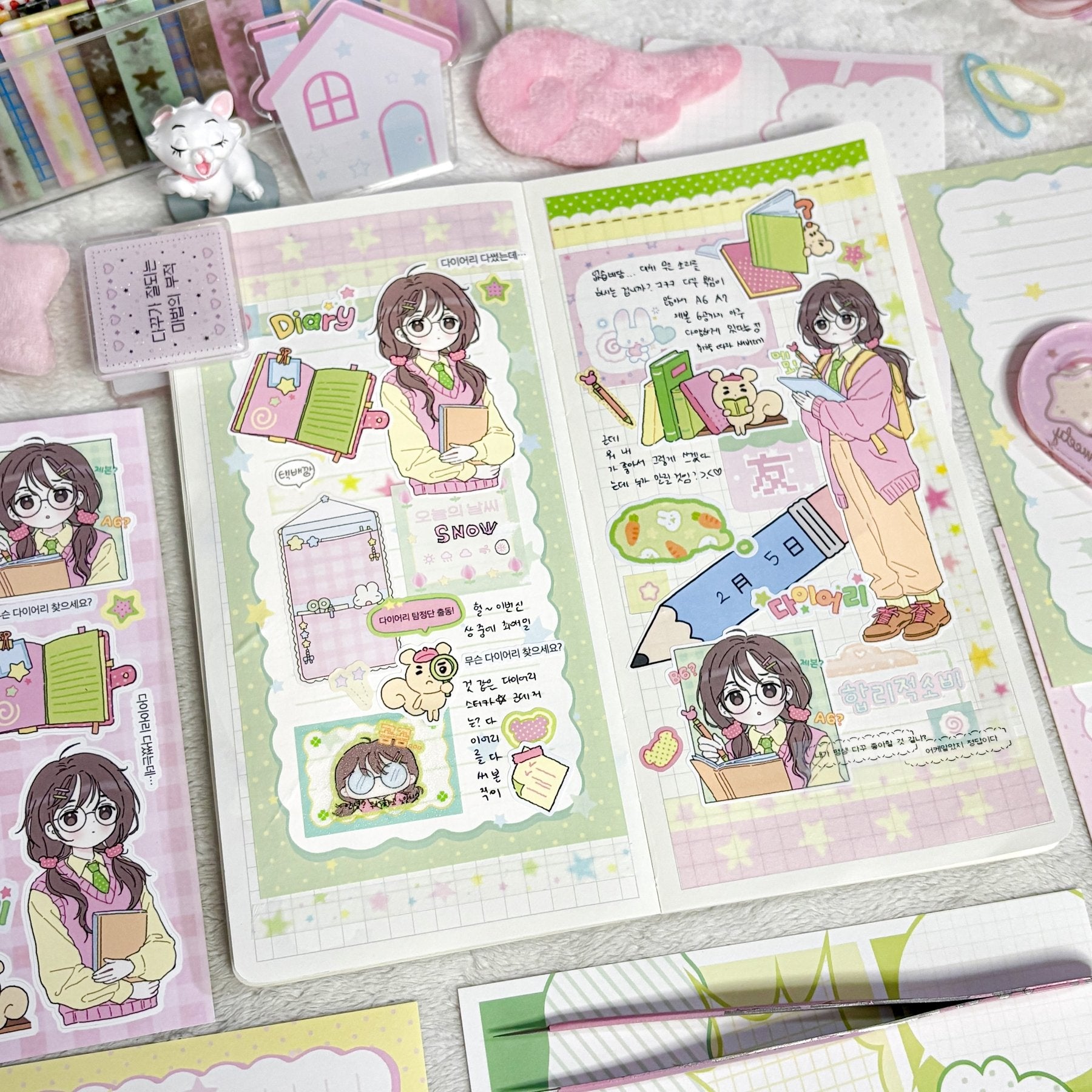 [CB15] NEW Cute Bus 'Are You Looking for a Diary?' Sticker Sheet - Cute Bus__korean_sticker_stationery