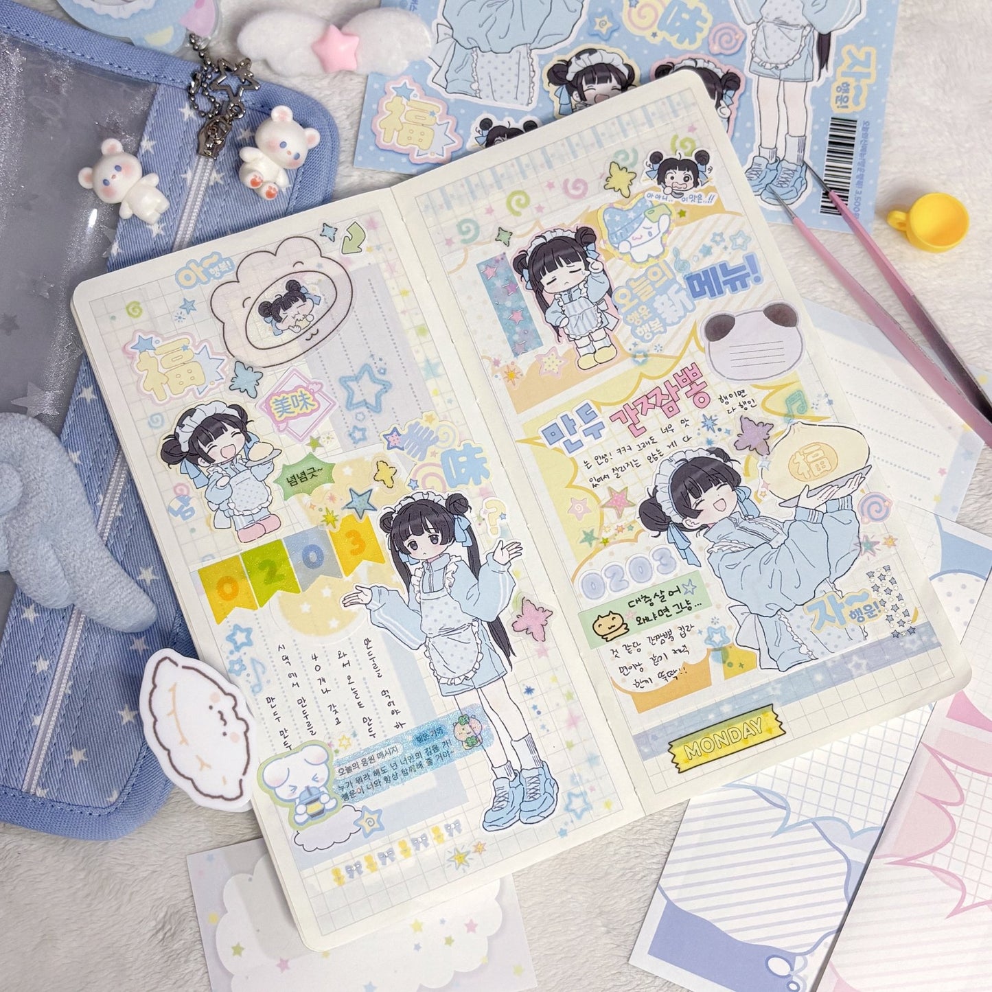 [CB16] NEW Cute Bus 'Today's New Menu: Happiness & Luck' Sticker Sheet - Cute Bus__korean_sticker_stationery