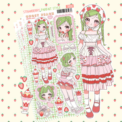 [GP26] NEW Ghost Peach 'Strawberry Parfait' Sticker Sheet