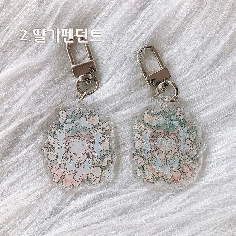[CM11] Childhood Memories Fairies Acrylic Holographic Keychain (options) - Childhood Memories_2. Strawberry Pendant (CM11S2)_korean_sticker_stationery