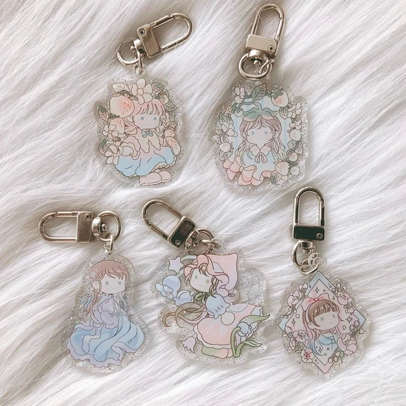 [CM11] Childhood Memories Fairies Acrylic Holographic Keychain (options) - Childhood Memories_5. Cherry Blossom Pendant (CM11S5)_korean_sticker_stationery