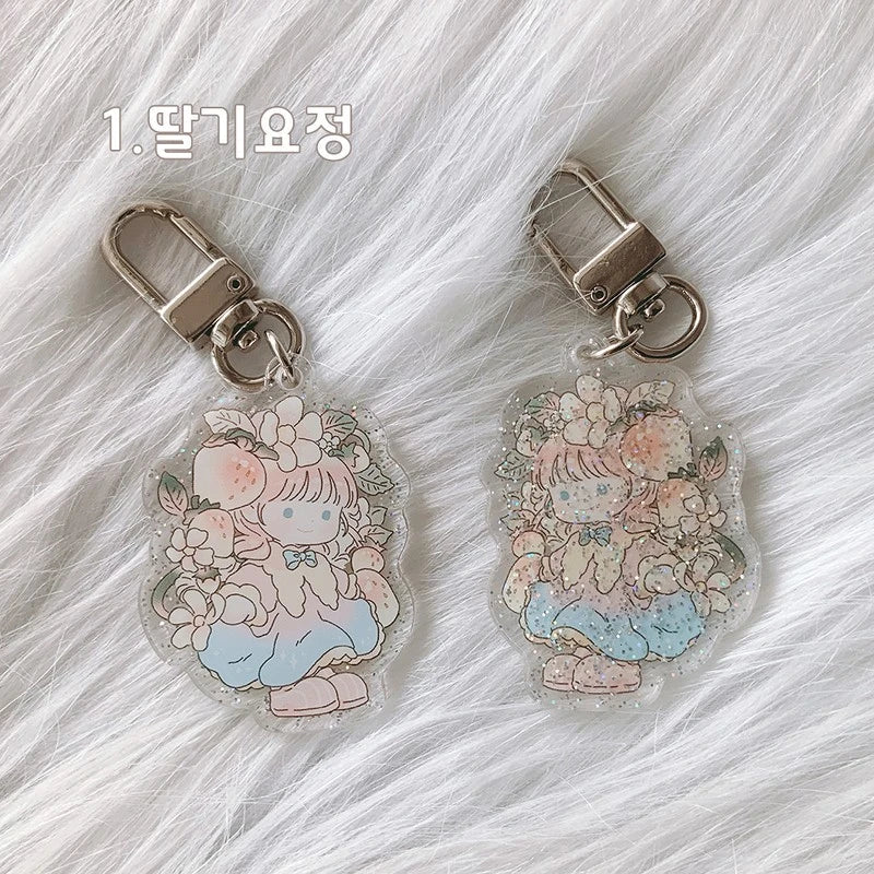 [CM11] Childhood Memories Fairies Acrylic Holographic Keychain (options) - Childhood Memories_1. Strawberry Fairy (CM11S1)_korean_sticker_stationery