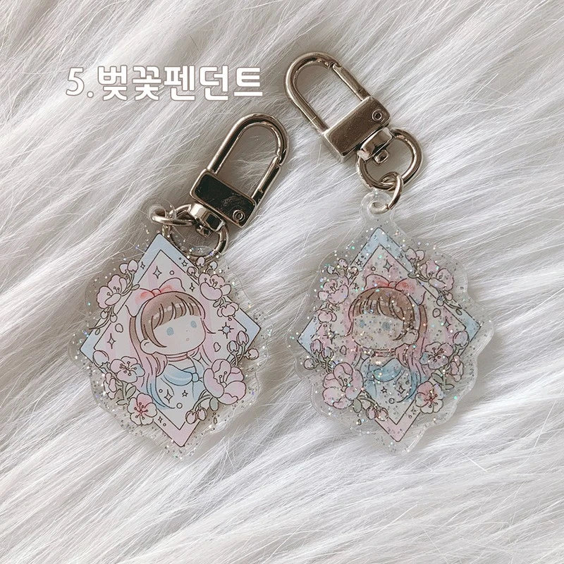 [CM11] Childhood Memories Fairies Acrylic Holographic Keychain (options) - Childhood Memories_5. Cherry Blossom Pendant (CM11S5)_korean_sticker_stationery