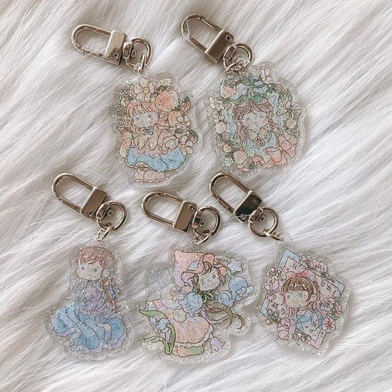 [CM11] Childhood Memories Fairies Acrylic Holographic Keychain (options) - Childhood Memories_5. Cherry Blossom Pendant (CM11S5)_korean_sticker_stationery