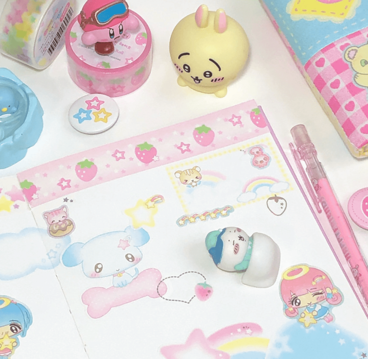 [CR02] NEW Creamy Milky 'Twinkle Strawberry' 20mm x 7m Masking Tape - Creamy Milky__korean_sticker_stationery