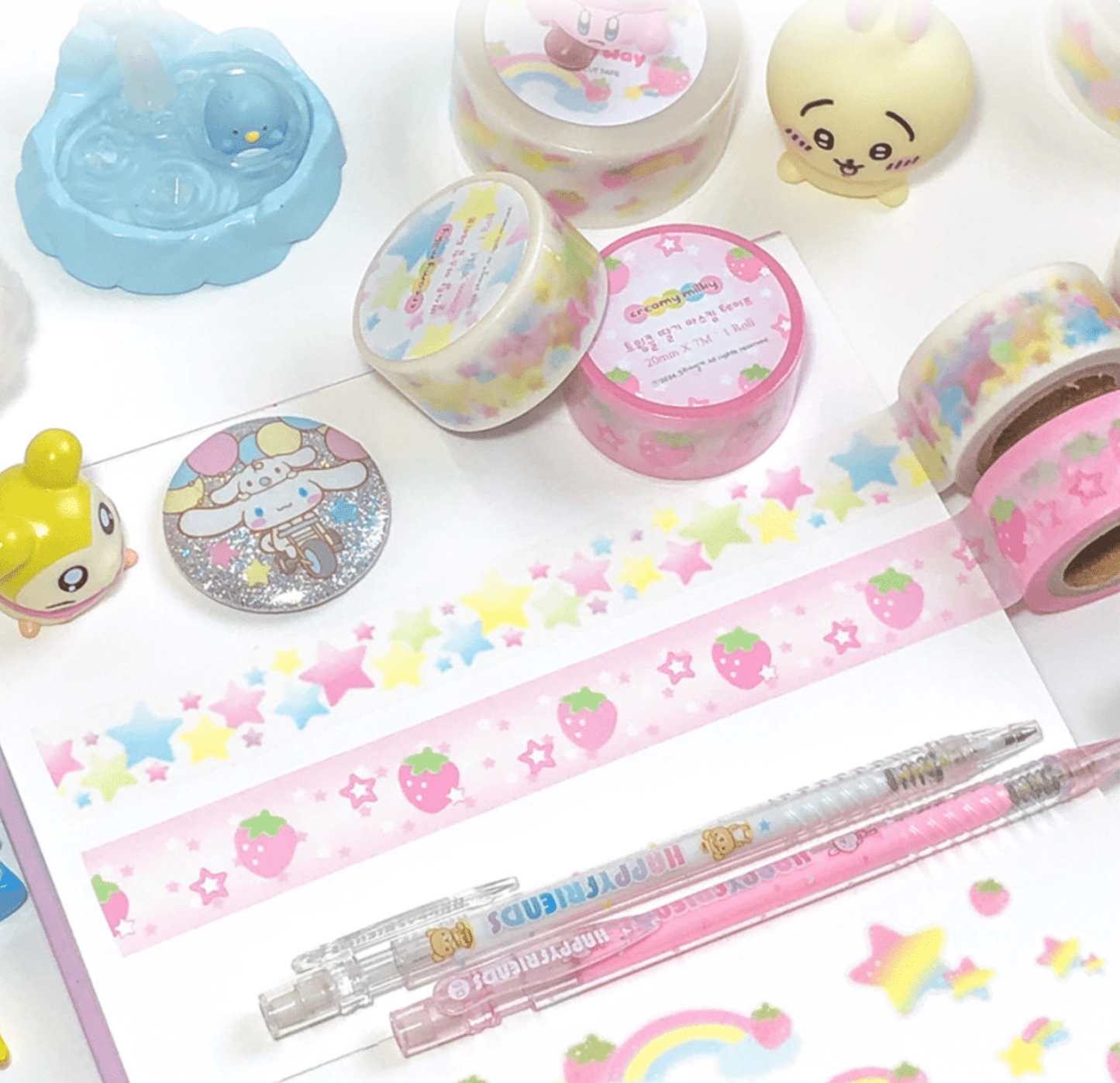 [CR02] NEW Creamy Milky 'Twinkle Strawberry' 20mm x 7m Masking Tape - Creamy Milky__korean_sticker_stationery