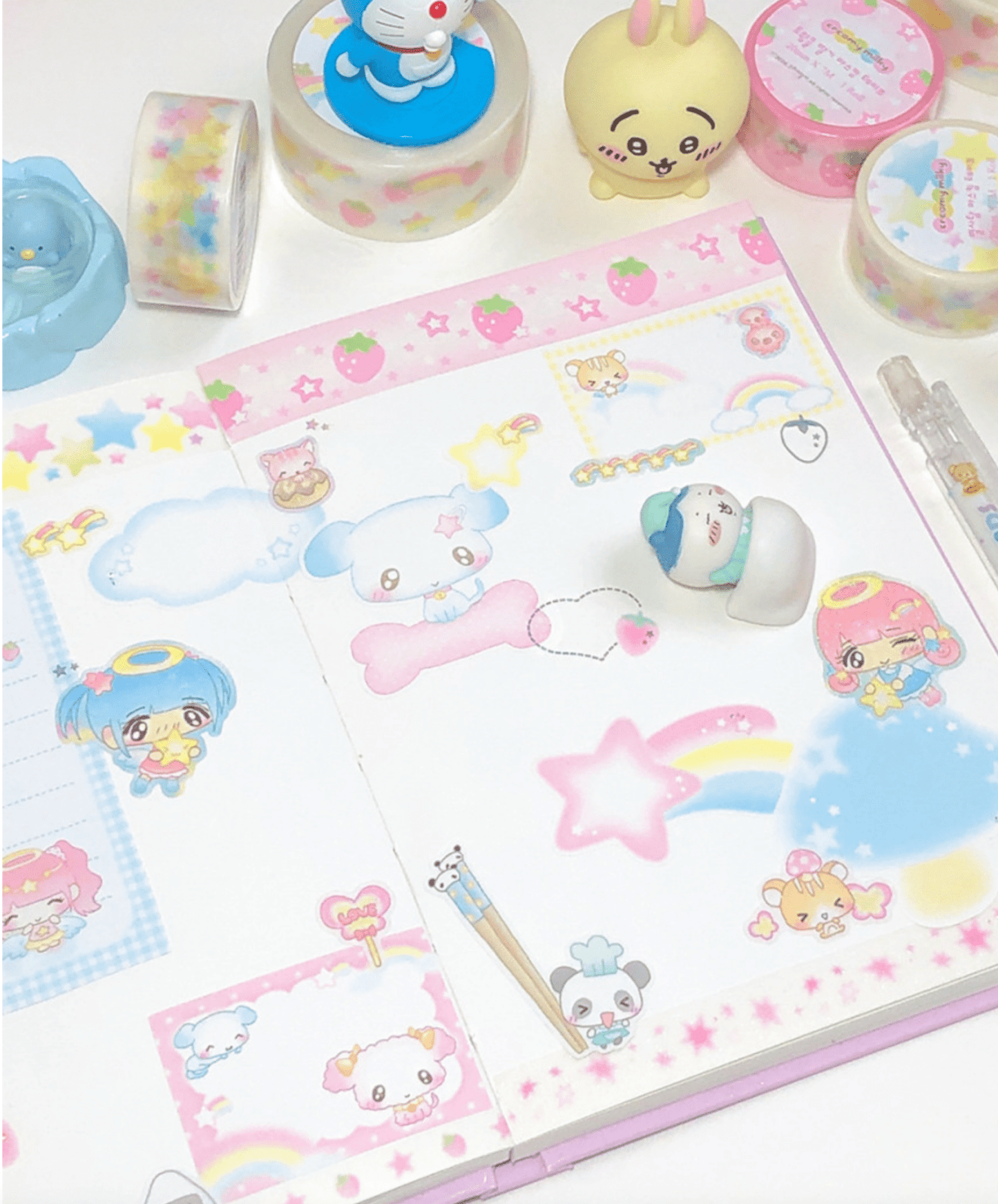 [CR02] NEW Creamy Milky 'Twinkle Strawberry' 20mm x 7m Masking Tape - Creamy Milky__korean_sticker_stationery