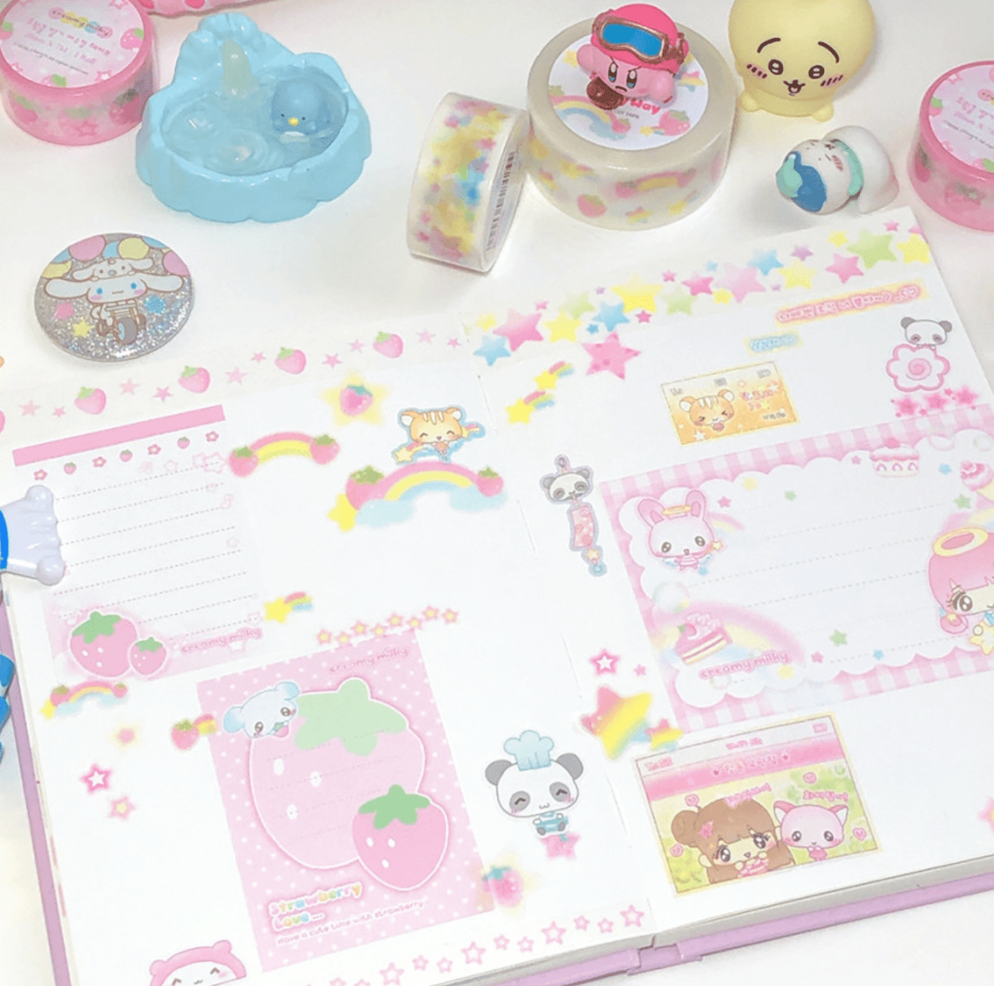 [CR03] NEW Creamy Milky 'Star Candy' 20mm x 7m Masking Tape - Creamy Milky__korean_sticker_stationery