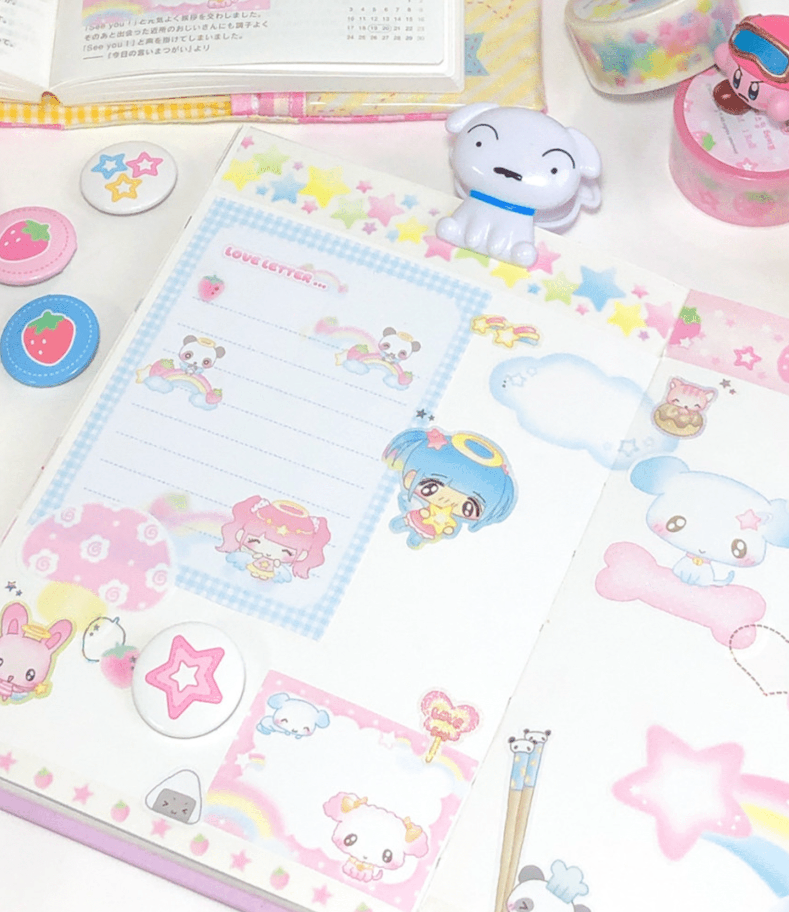 [CR03] NEW Creamy Milky 'Star Candy' 20mm x 7m Masking Tape - Creamy Milky__korean_sticker_stationery
