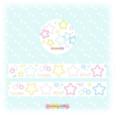 [CR07] NEW Creamy Milky 'Line Star Matte' Kisscut Masking Tape - Creamy Milky__korean_sticker_stationery