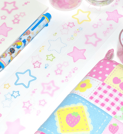 [CR07] NEW Creamy Milky 'Line Star Matte' Kisscut Masking Tape - Creamy Milky__korean_sticker_stationery