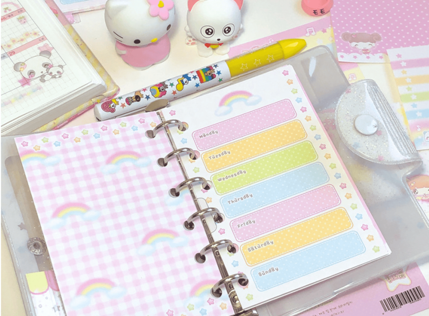 [CR09] NEW Creamy Milky 'A7 Cute Rainbow Diary Insert' - Creamy Milky__korean_sticker_stationery